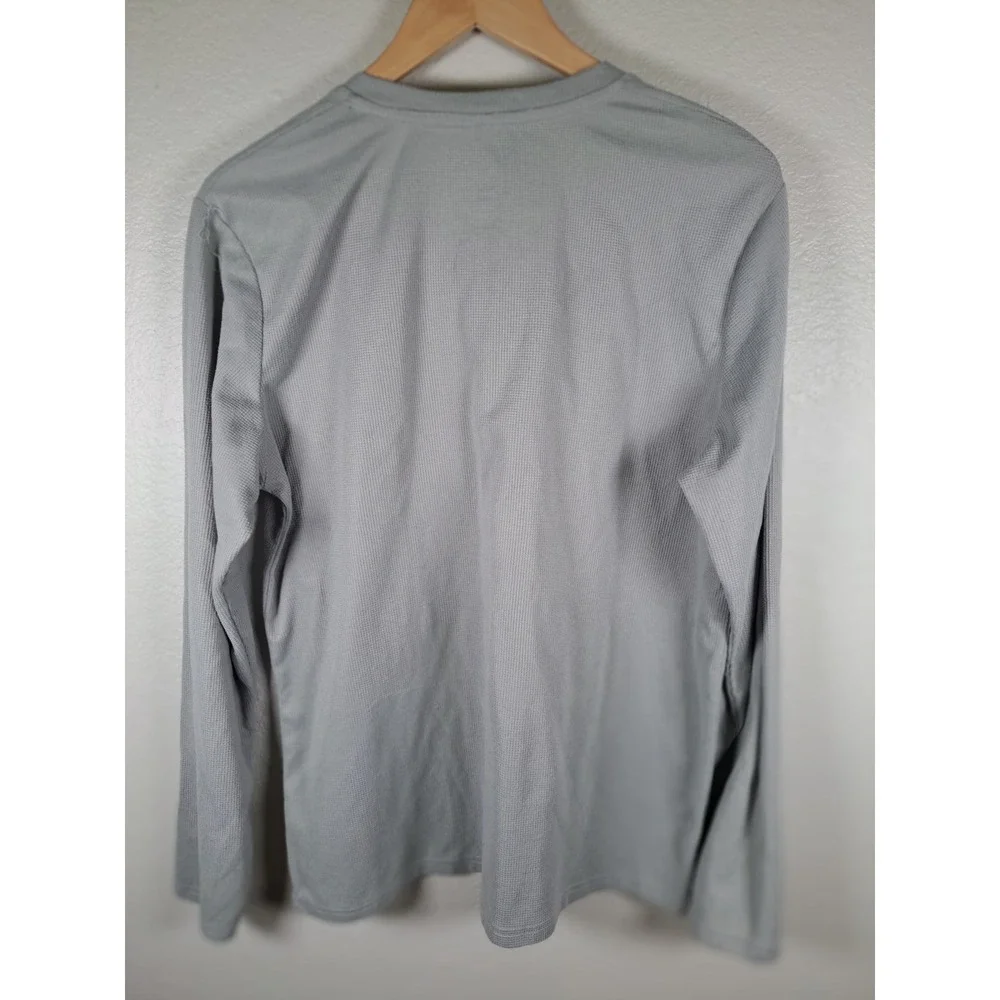 Realtree Mens XXL Gray Waffle Knit Long Sleeve Henley Performance Shirt Logo